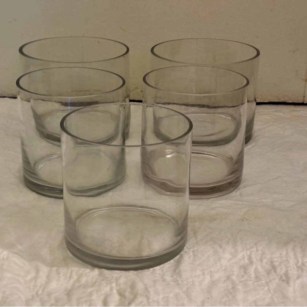 Set of 5 Clear Glass Vases